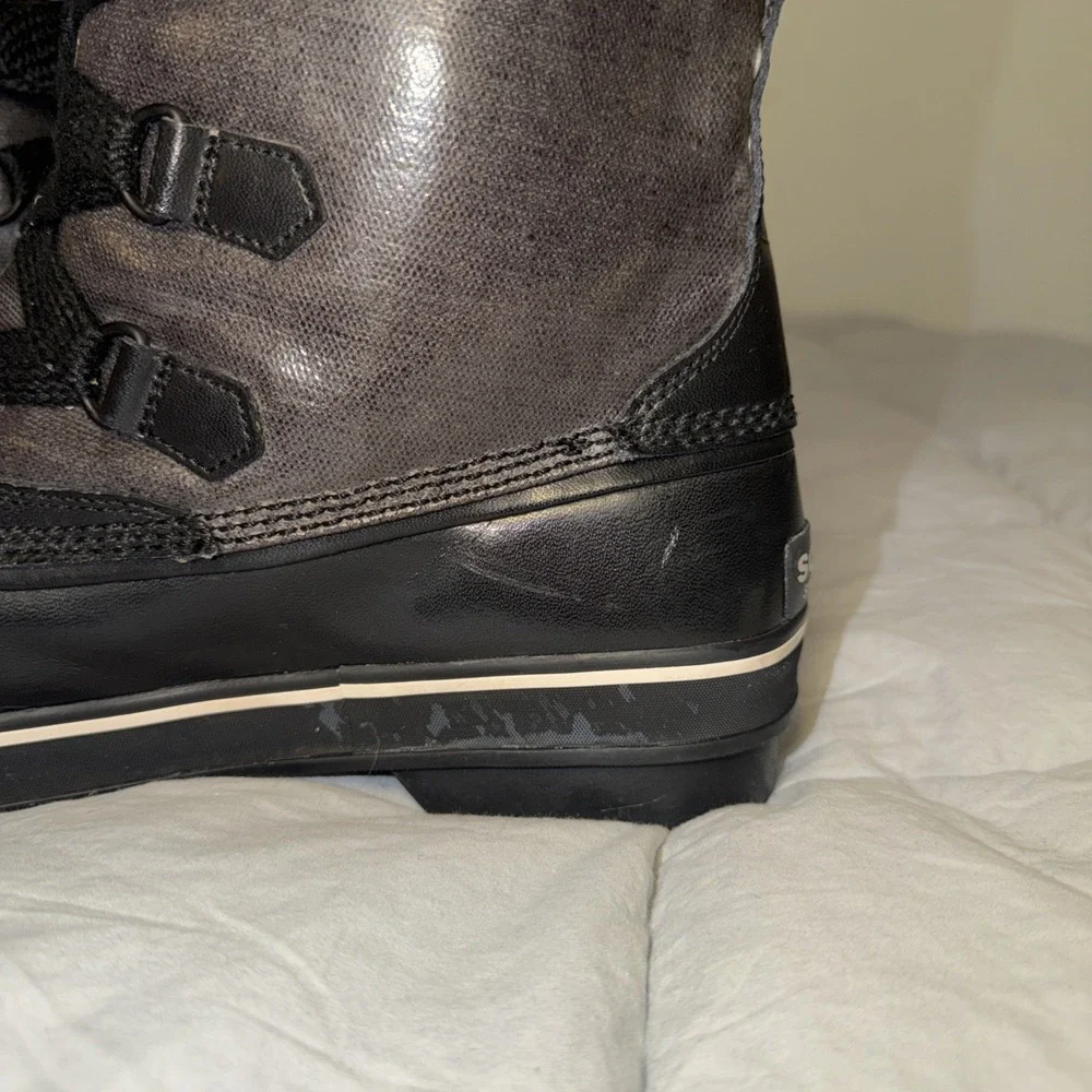 Sorel Black Metallic Tivoli Rain Duck Ankle Boots Waterproof Sz 11
